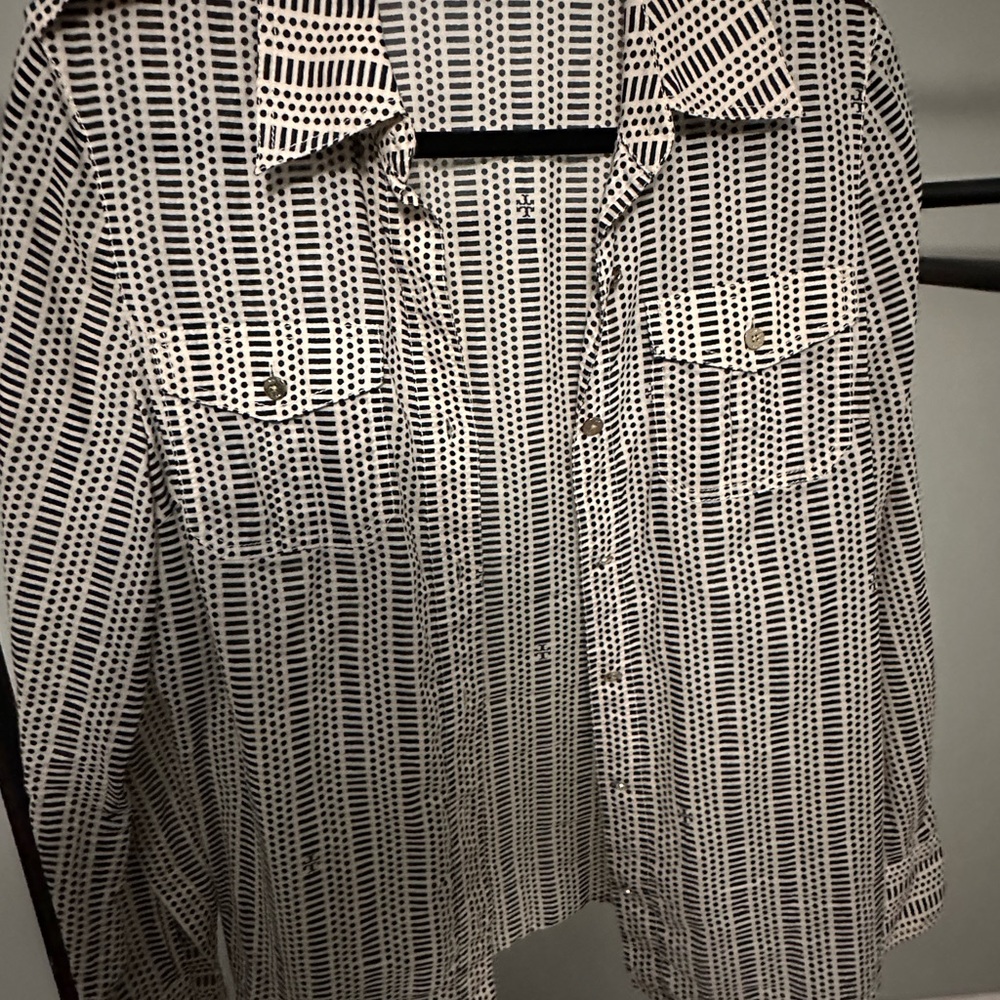 Tory Burch - Navy and White Checkered Shirt